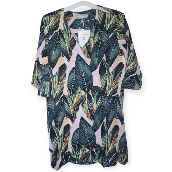 Tropical Leaf Print Mini Dress - Picture 3 of 4